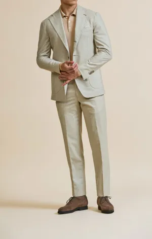 Carlo Barbera Beige Merino Wool & Cashmere Glencheck