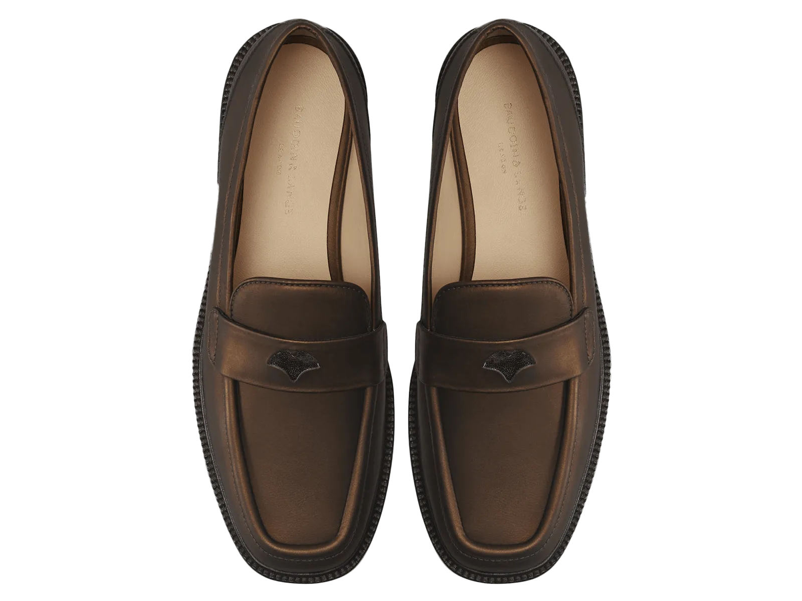 Charlotte Penny Loafers in Copper Translucent Kidskin