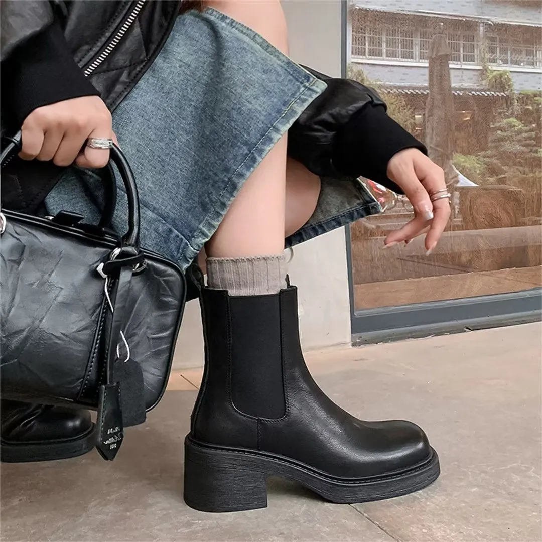 Chic Elegance Ankle Leather Boots