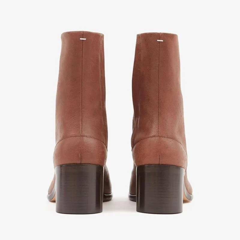 Chocolate Brown Calf Leather Ankle Boots