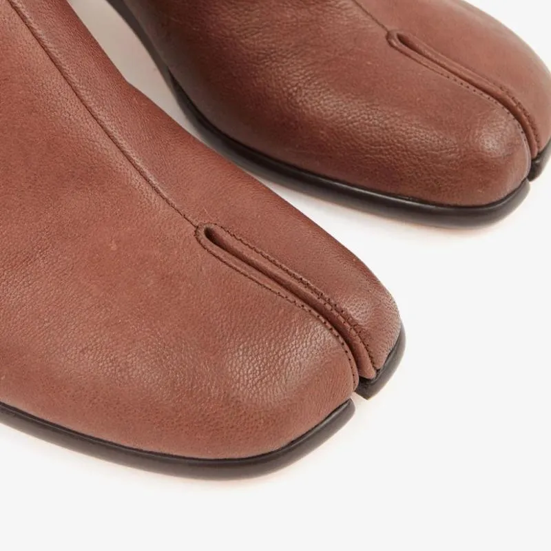 Chocolate Brown Calf Leather Ankle Boots