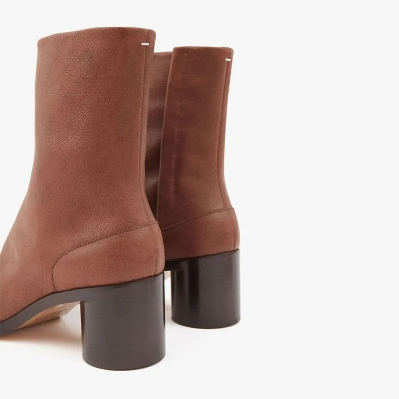 Chocolate Brown Calf Leather Ankle Boots