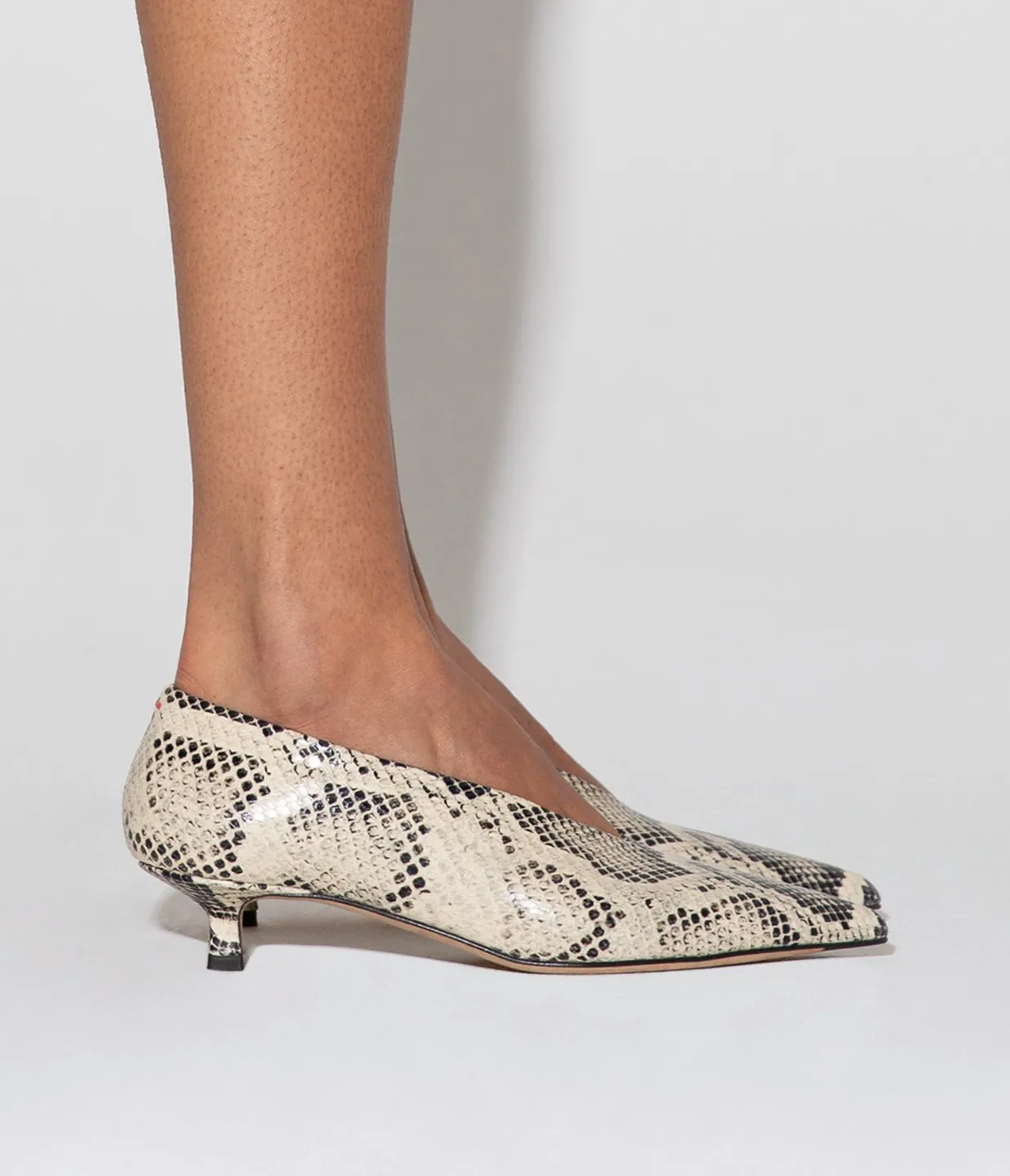 Clara Snake Print Goat Leather in Creamy