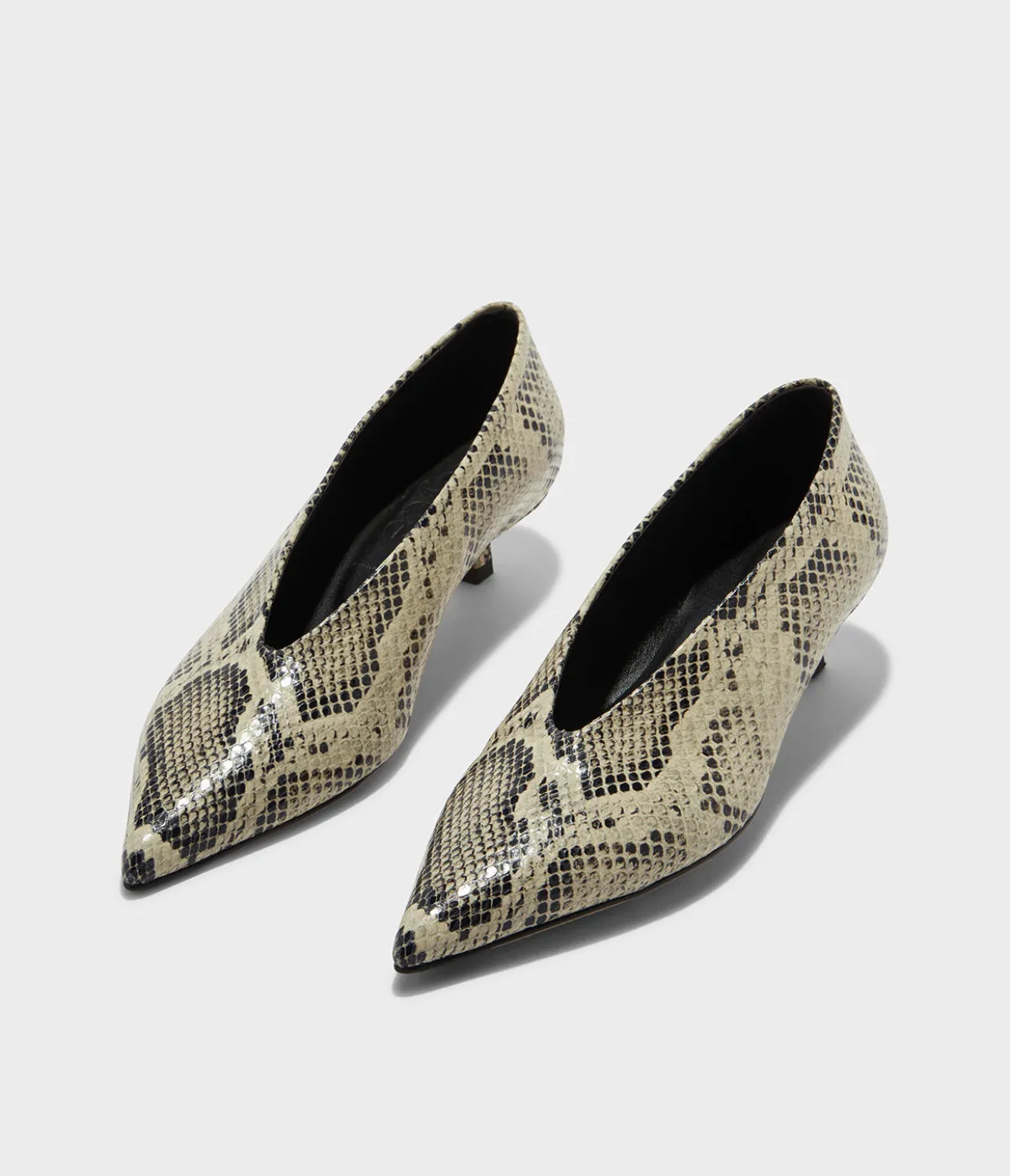 Clara Snake Print Goat Leather in Creamy