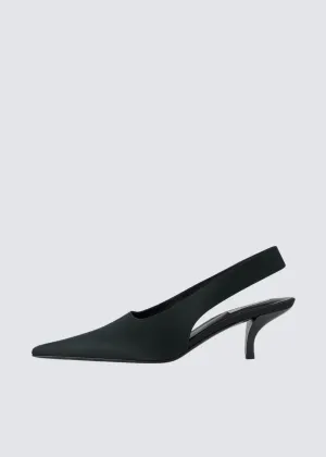 Classic Satin, Black, Kitten Heels