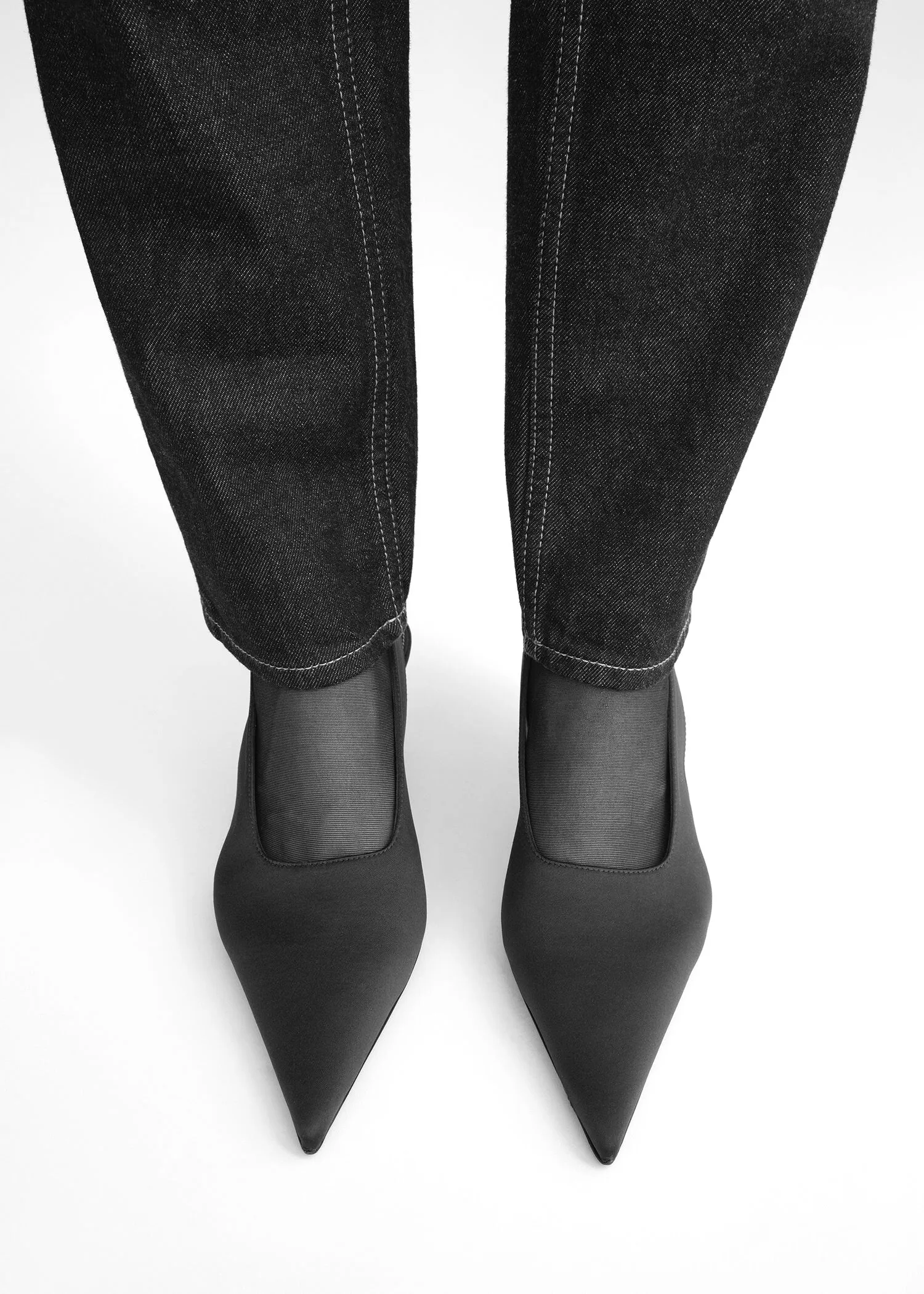 Classic Satin, Black, Kitten Heels
