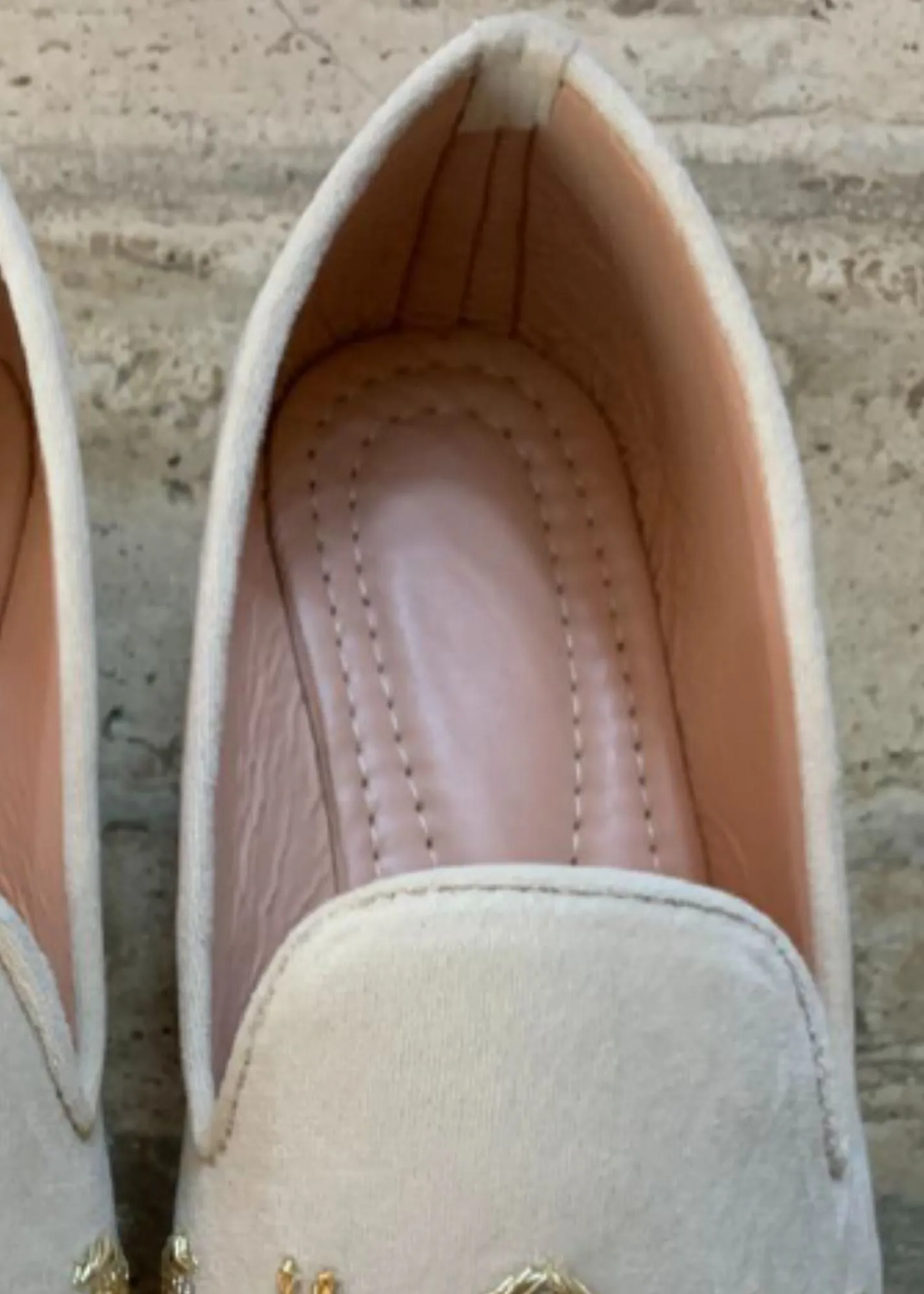 Cream Hand Work Suede Loafers for Mens