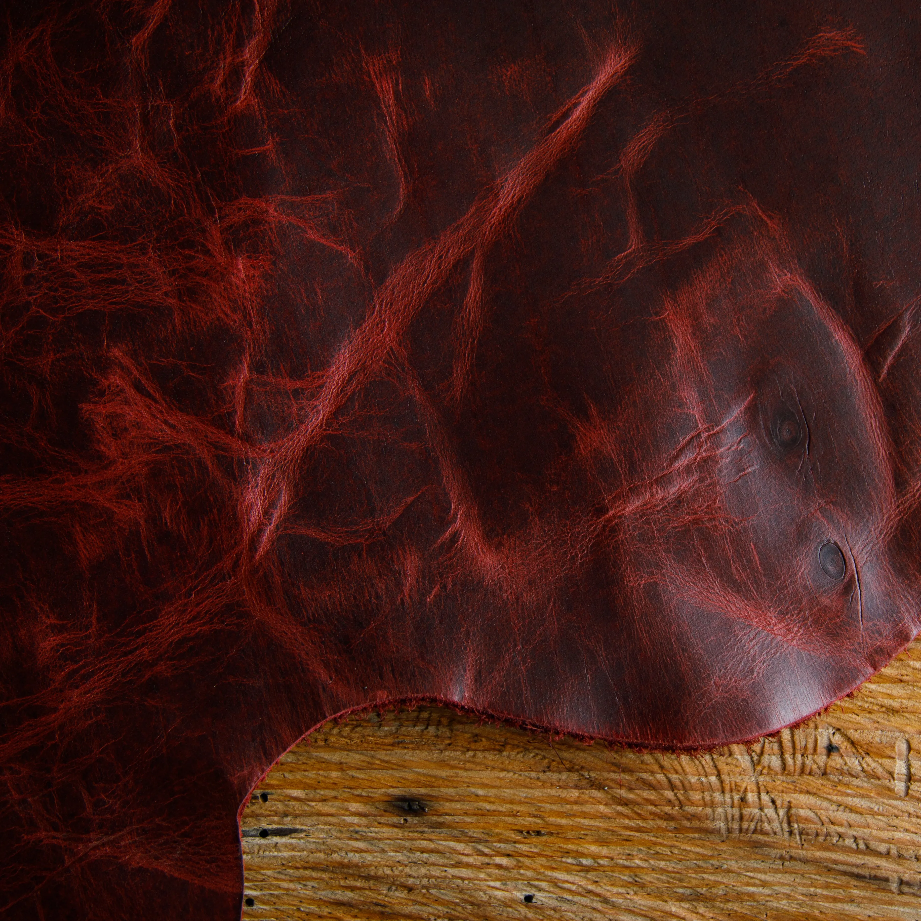 Crimson Ember Crazy Horse Pull-up Leather