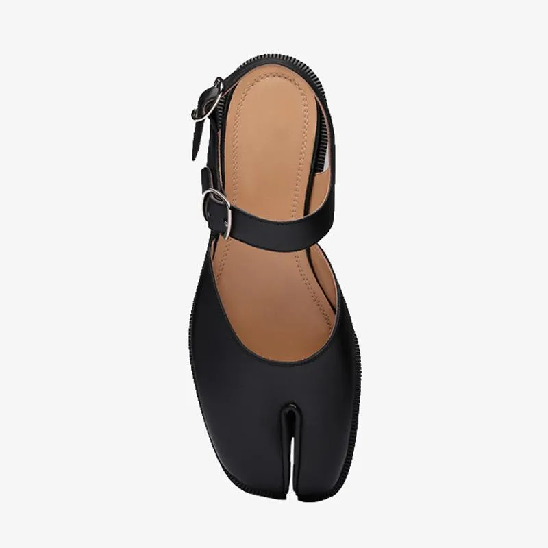 Double Strap Split-Toe Leather Sandals