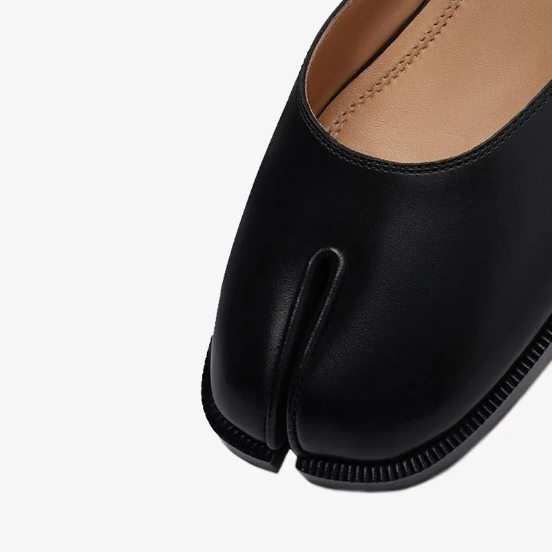 Double Strap Split-Toe Leather Sandals