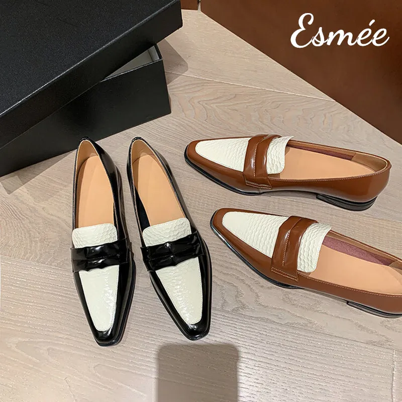 Dual Color Leather Loafers