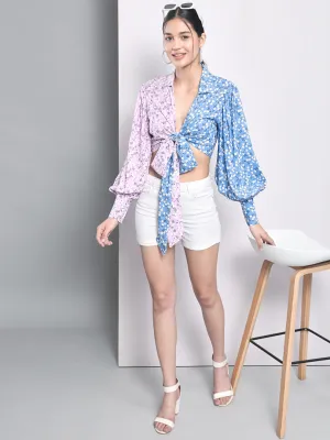 Dual Floral Printed Tie Up Top