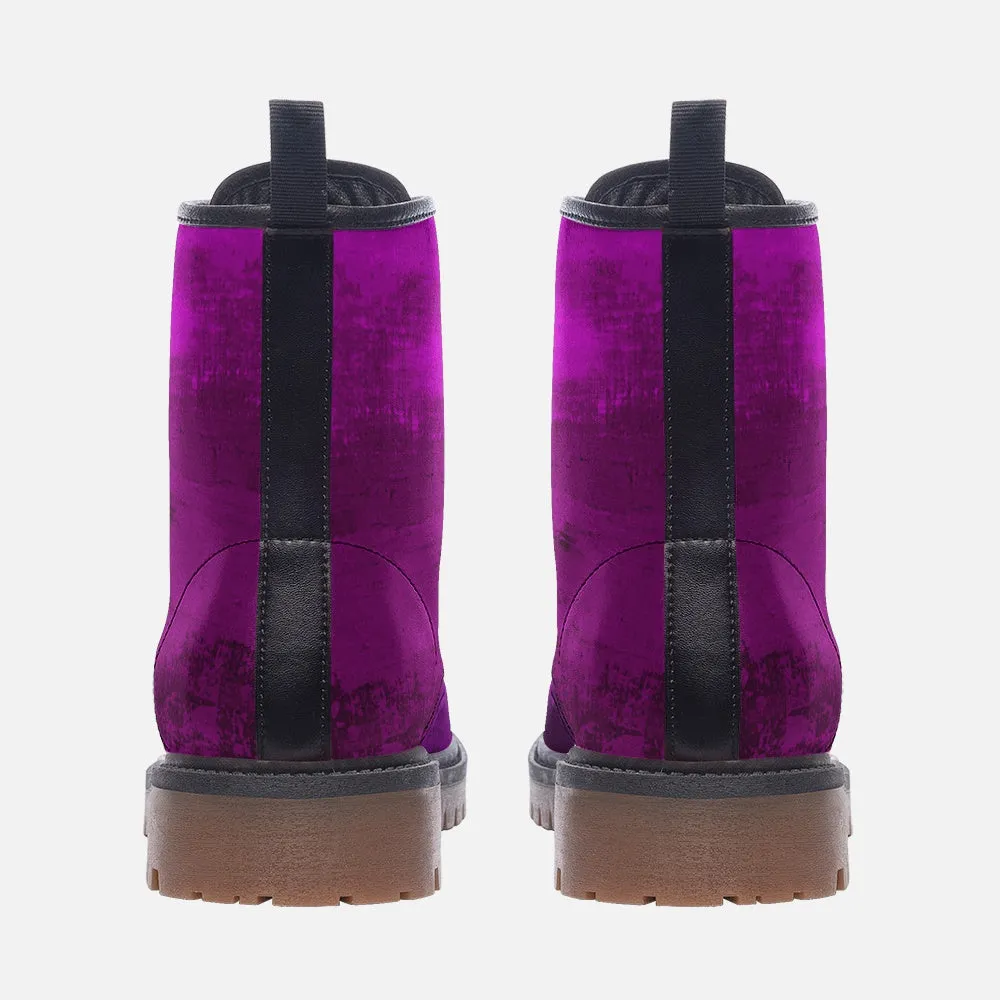 Electric Purple Vegan Combat Boots| Violet Storm Leather Boots| Cosmic Purple Urban Boots| Punk Boots| Red Lace up Boots For Women| Men