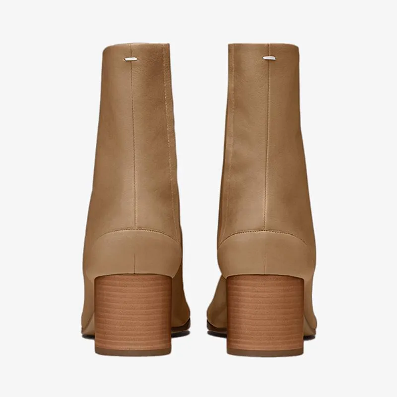 Elegant Calf Leather Tabi Ankle Boots