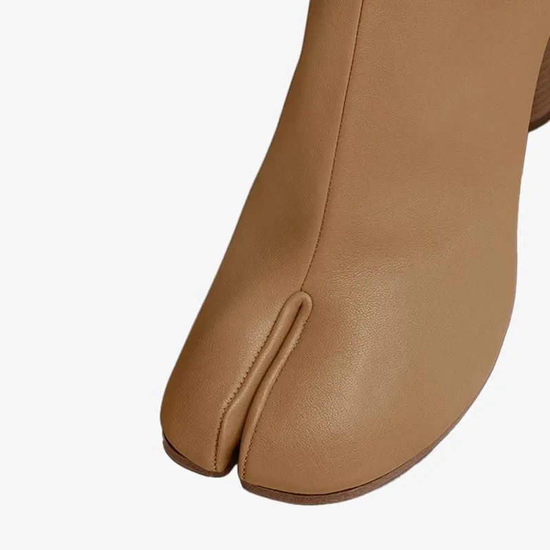 Elegant Calf Leather Tabi Ankle Boots