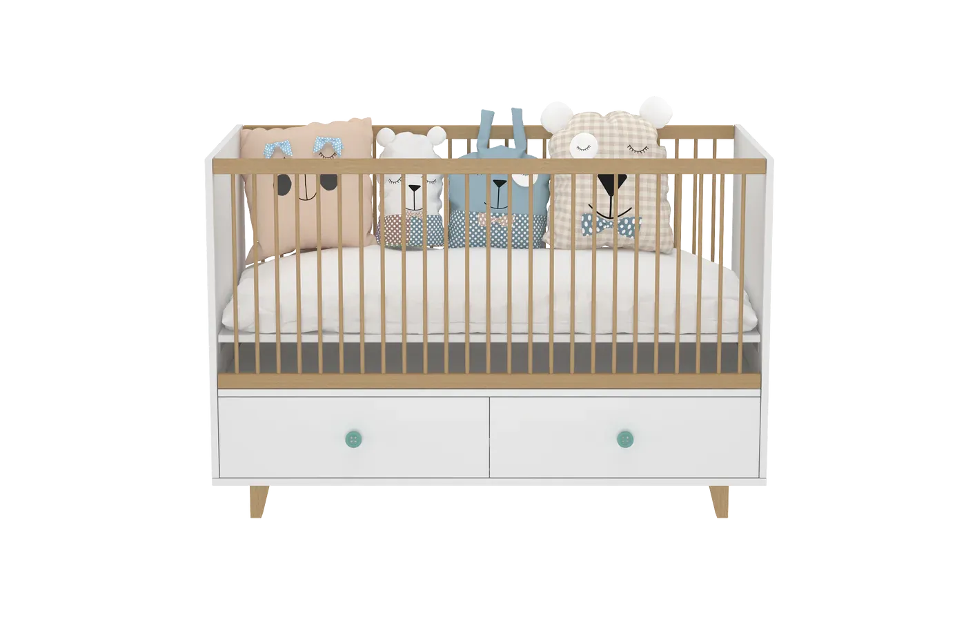 Elegant Light Crib with 2 Drawers
