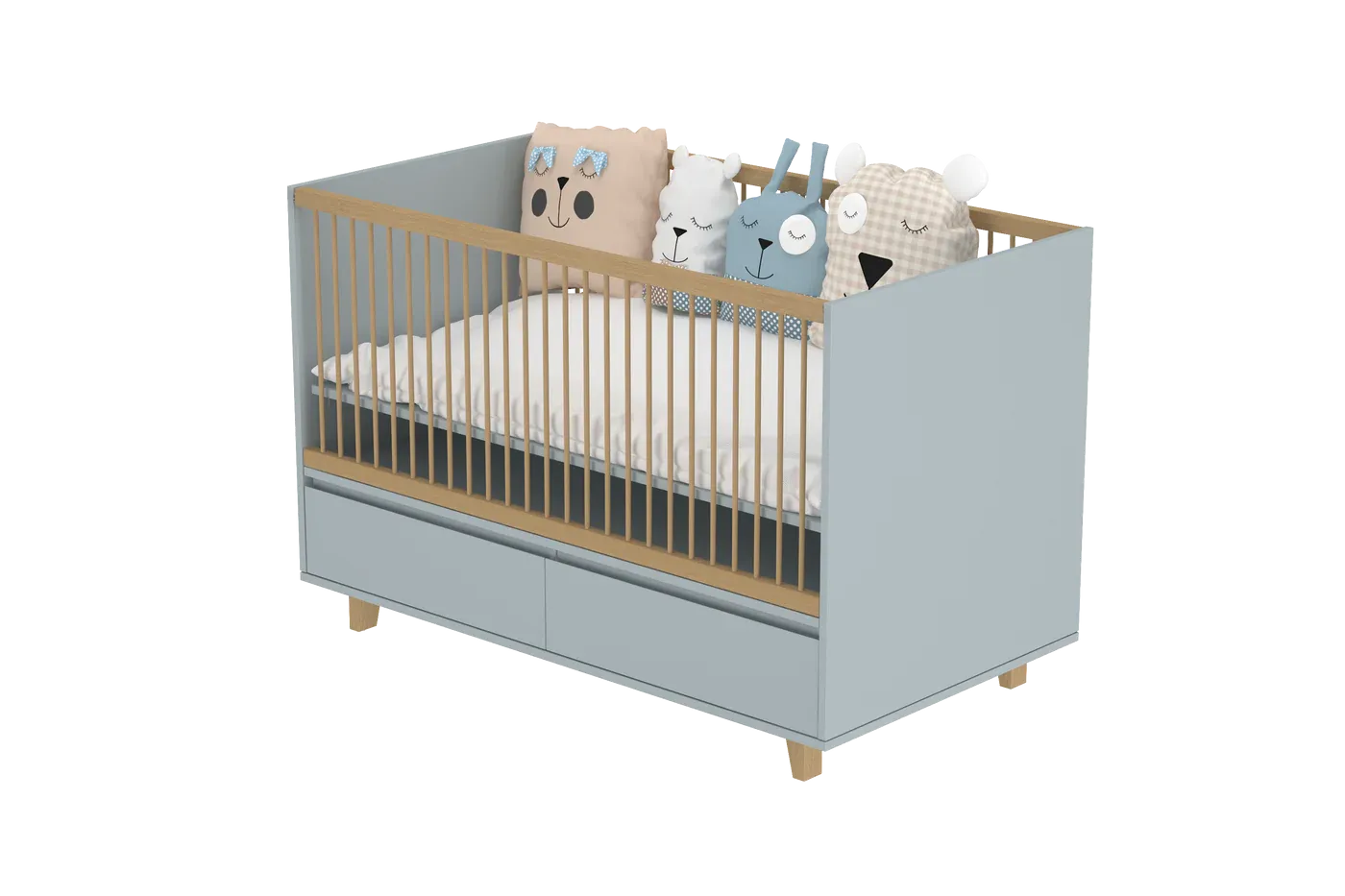 Elegant Light Crib with 2 Drawers