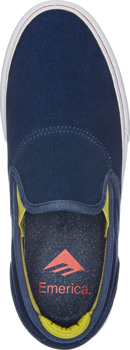 Emerica Mens Wino G6 Slip-On Navy Gold White Shoes
