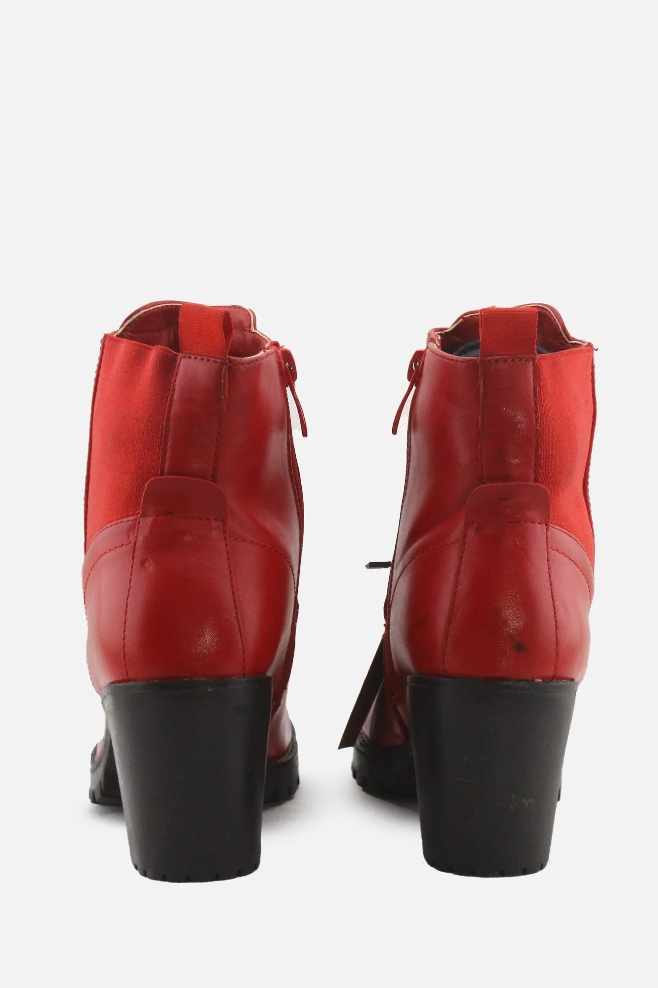 European Brand Zipper Block Heels Ankle Boots | 100% Synthetic Leather