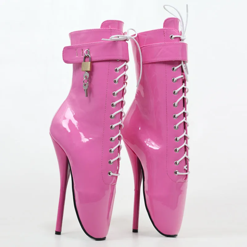 Extreme 18 cm High Heel Ballet Laceup Ankle Boots