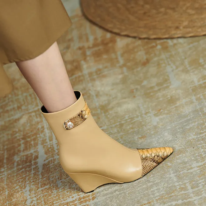 Felix Pointed Toe Nude Ankle Boots