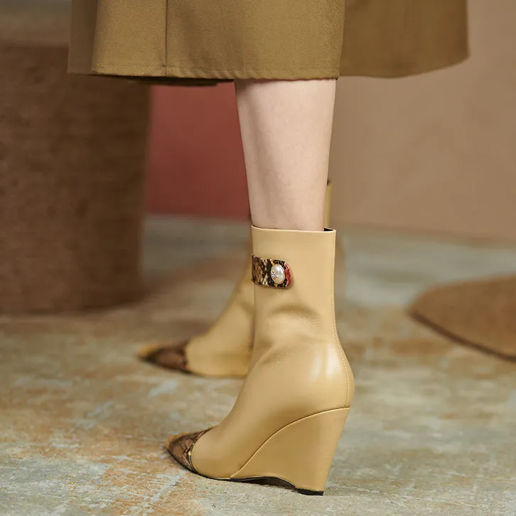 Felix Pointed Toe Nude Ankle Boots