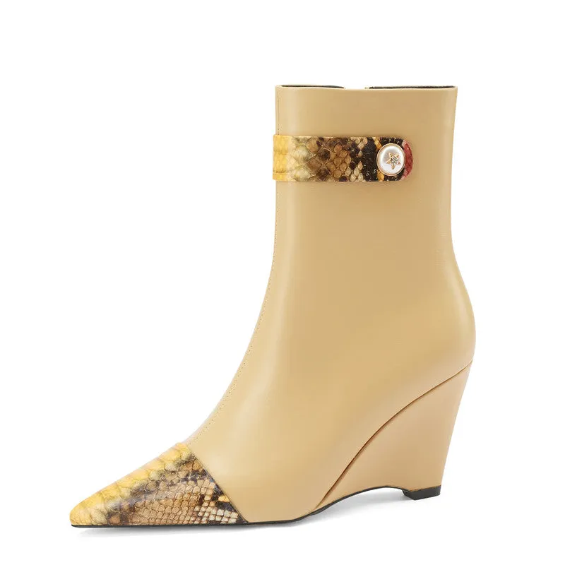 Felix Pointed Toe Nude Ankle Boots