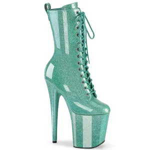 FLAMINGO-1040GP Aqua Glitter Patent, 8"Heels