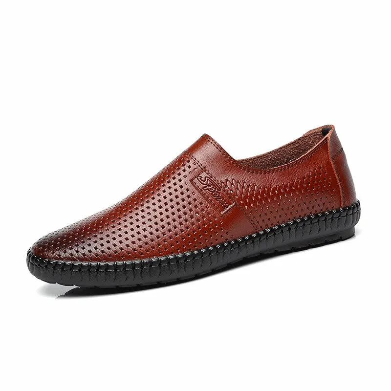 Genuine Leather Men Shoes Casual Luxury Brand 2020 Italian Mens Loafers Moccasins Breathable Slip on Driving Shoes Men