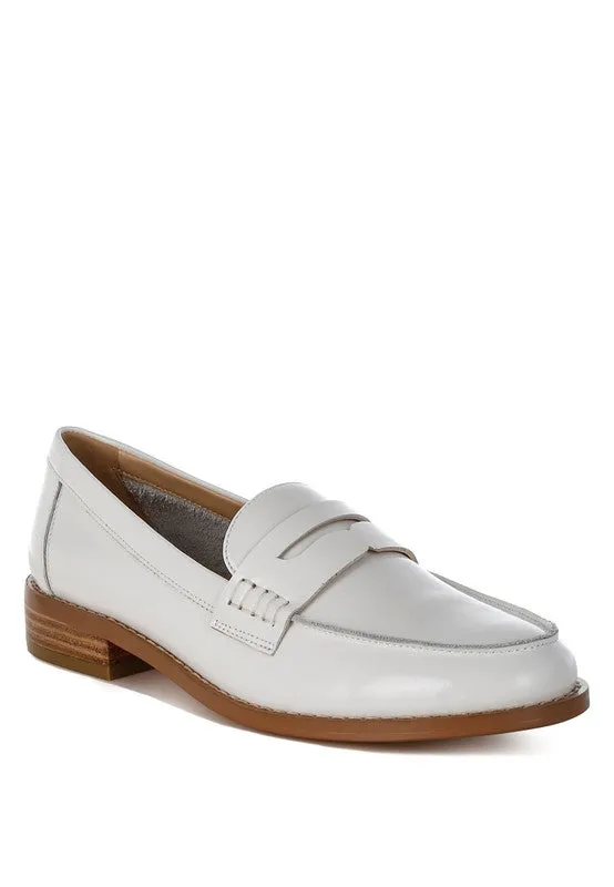 Genuine Leather Penny Strap Loafers