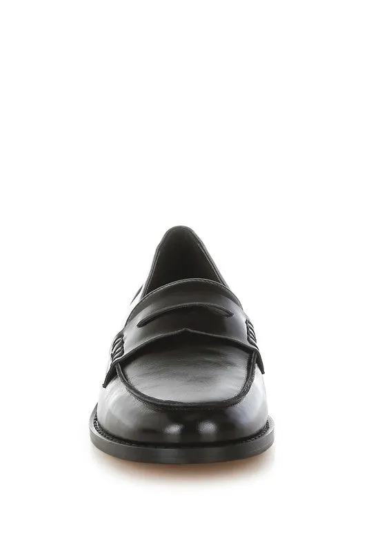 Genuine Leather Penny Strap Loafers