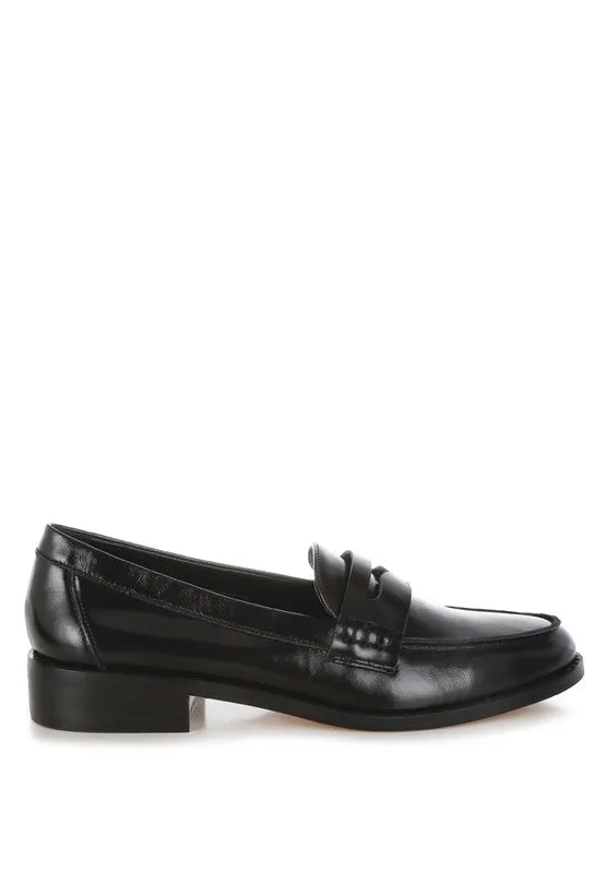 Genuine Leather Penny Strap Loafers