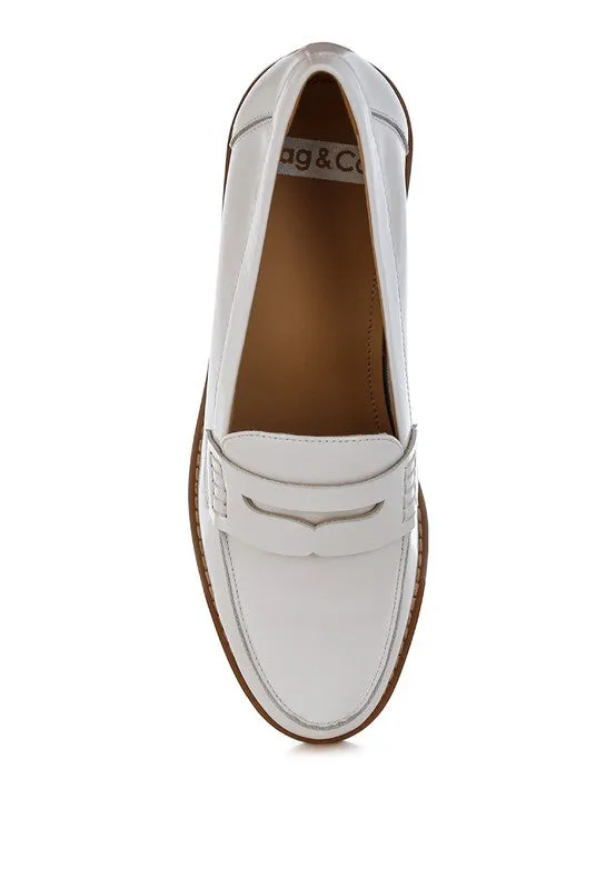 Genuine Leather Penny Strap Loafers