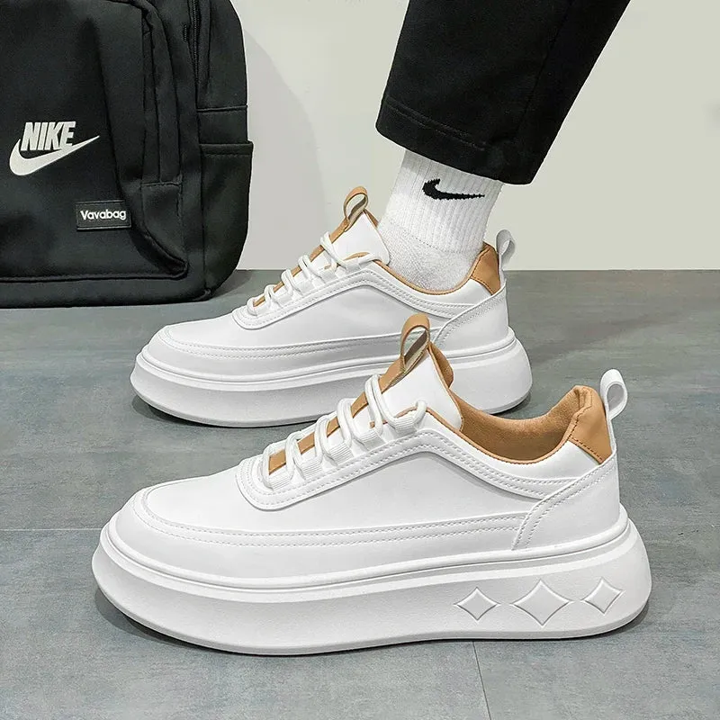 Hnzxzm Men's Casual Shoes Leather White Shoes Vulcanized Comfortable Sneakers Men Athletic Sport Footwear