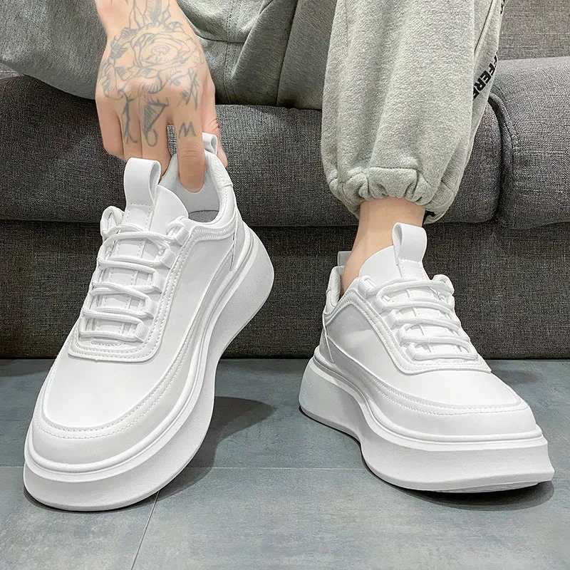 Hnzxzm Men's Casual Shoes Leather White Shoes Vulcanized Comfortable Sneakers Men Athletic Sport Footwear