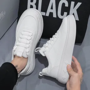Hnzxzm Men's Casual Shoes Leather White Shoes Vulcanized Comfortable Sneakers Men Athletic Sport Footwear