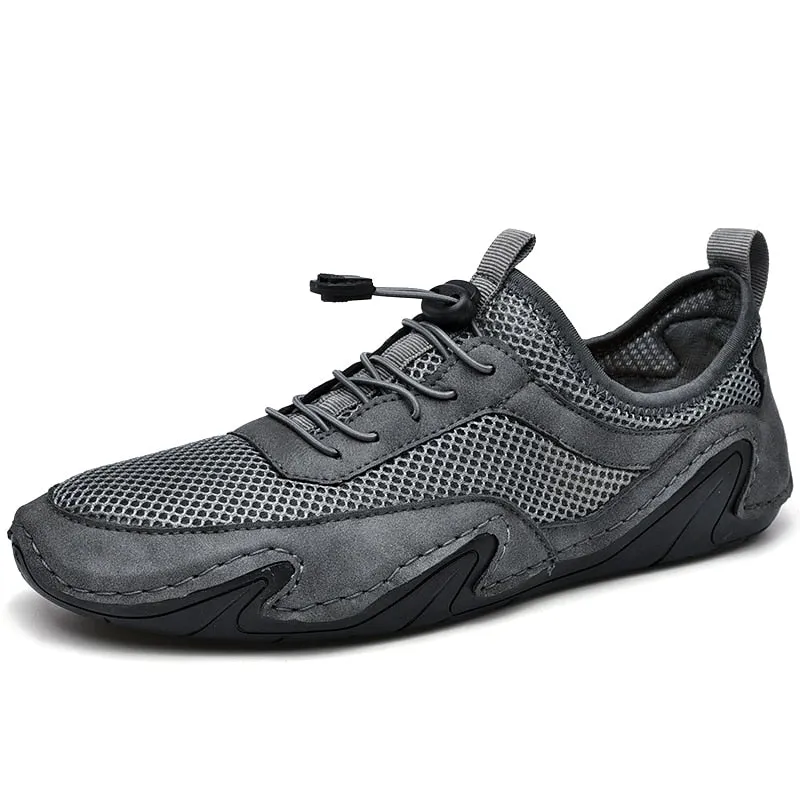 Hnzxzm New Summer Men's Shoes Leather Mesh Stitching Loafers Fashion Breathable Men Driving Shoes Lightweight Casual Shoes Moccasins