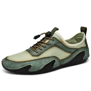 Hnzxzm New Summer Men's Shoes Leather Mesh Stitching Loafers Fashion Breathable Men Driving Shoes Lightweight Casual Shoes Moccasins