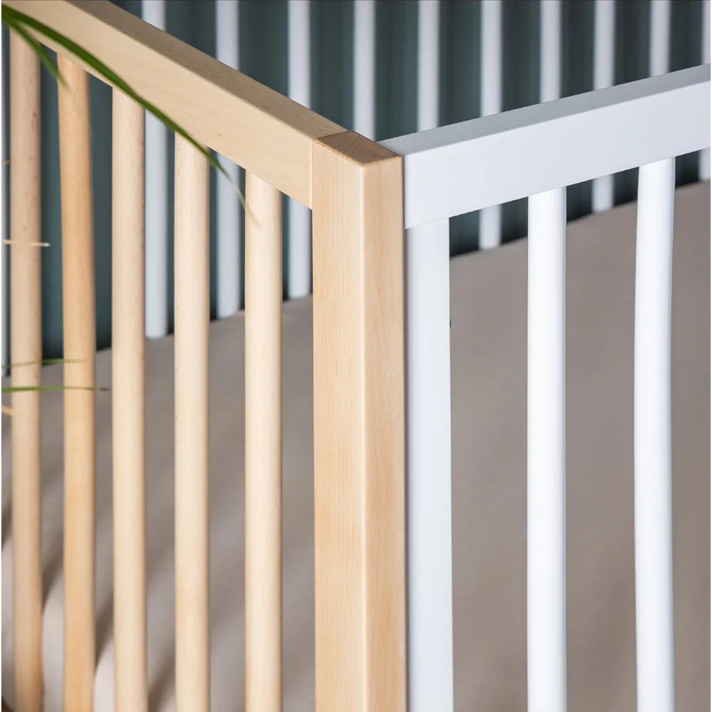 Jolly 3-in-1 Convertible Crib | White/Natural