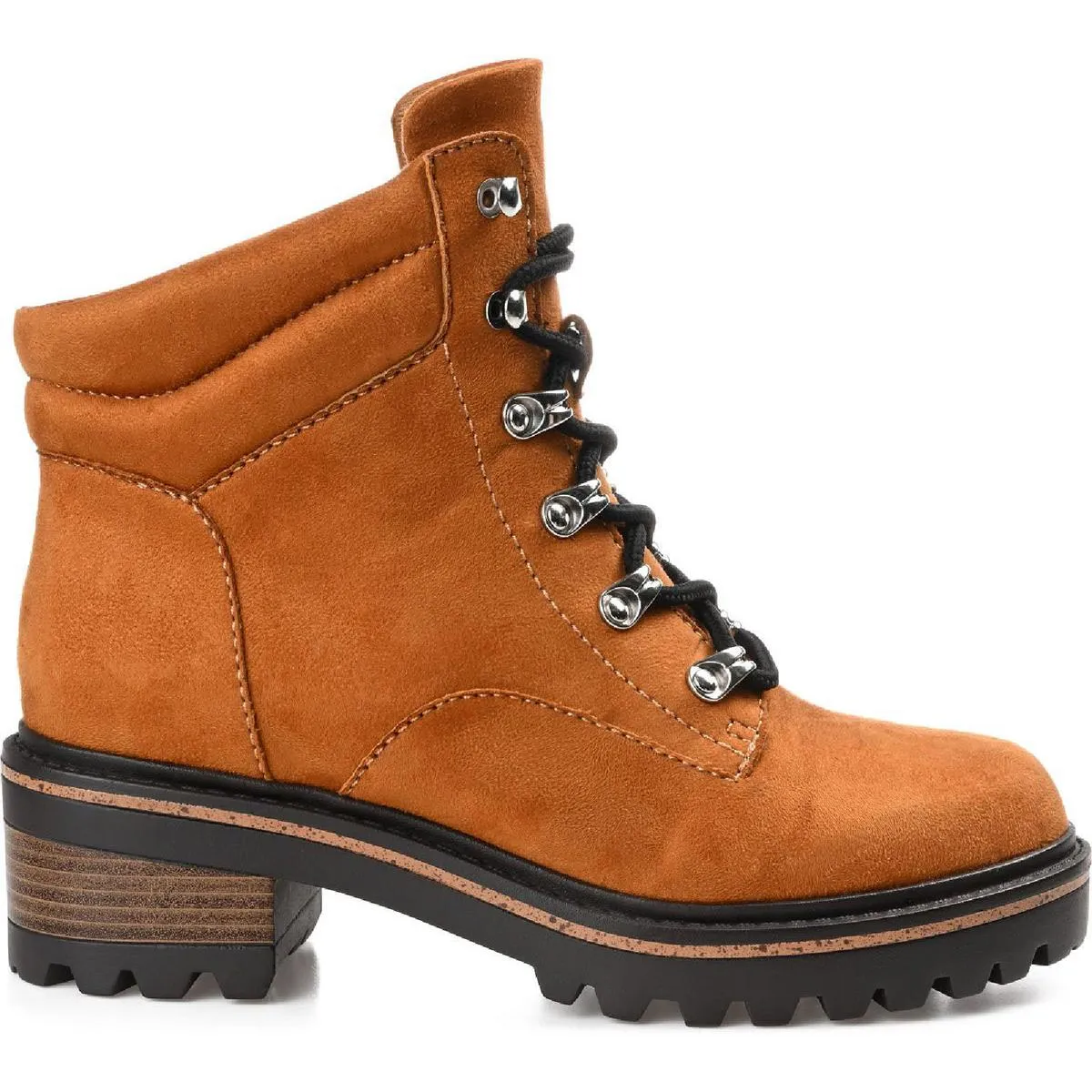 Journee Collection Womens Nyia Faux Leather Lugged Sole Hiking Boots