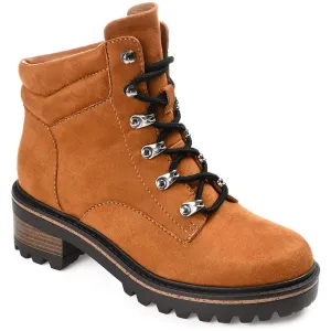 Journee Collection Womens Nyia Faux Leather Lugged Sole Hiking Boots