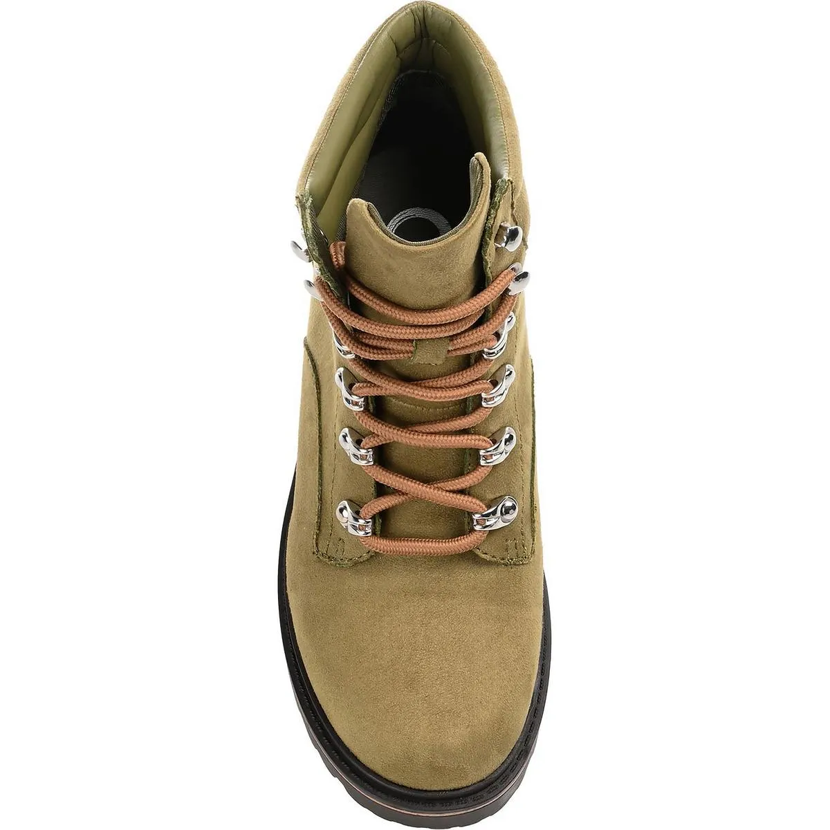 Journee Collection Womens Nyia Faux Leather Lugged Sole Hiking Boots