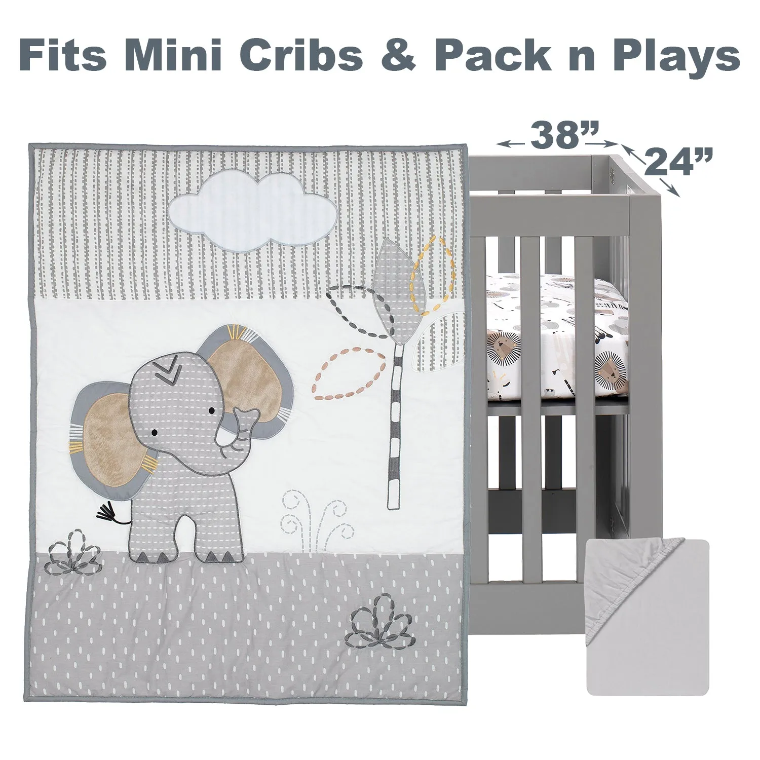 Jungle Safari 3-Piece Mini Crib Bedding Set