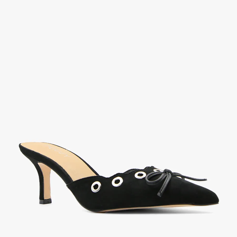 JUSTICE BLACK SUEDE