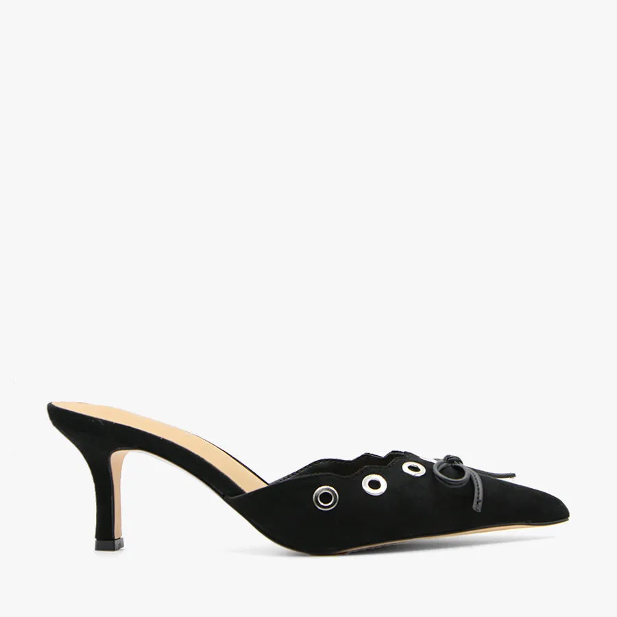 JUSTICE BLACK SUEDE