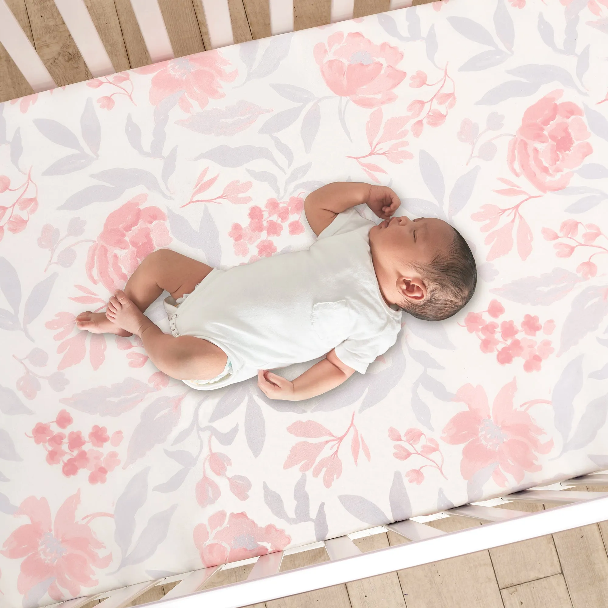 Lavender Floral Fitted Crib Sheet
