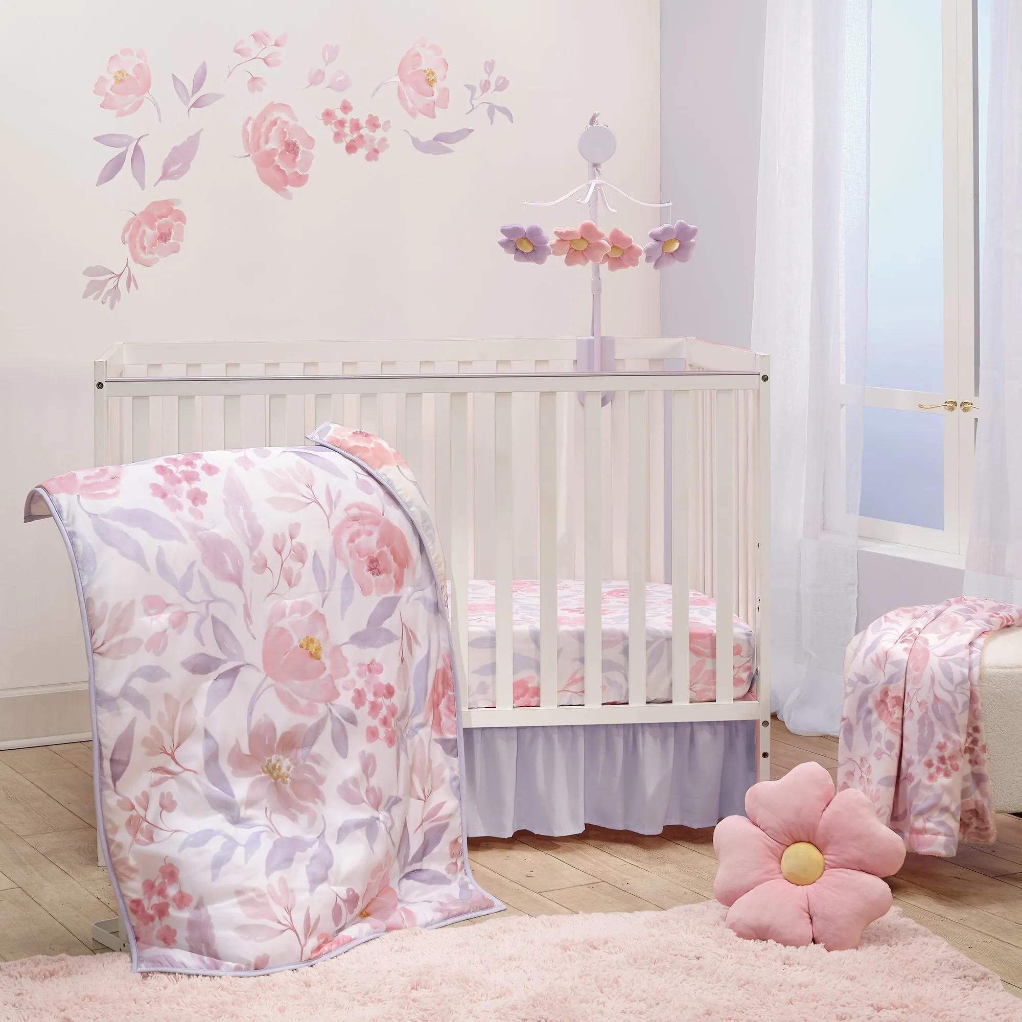 Lavender Floral Fitted Crib Sheet