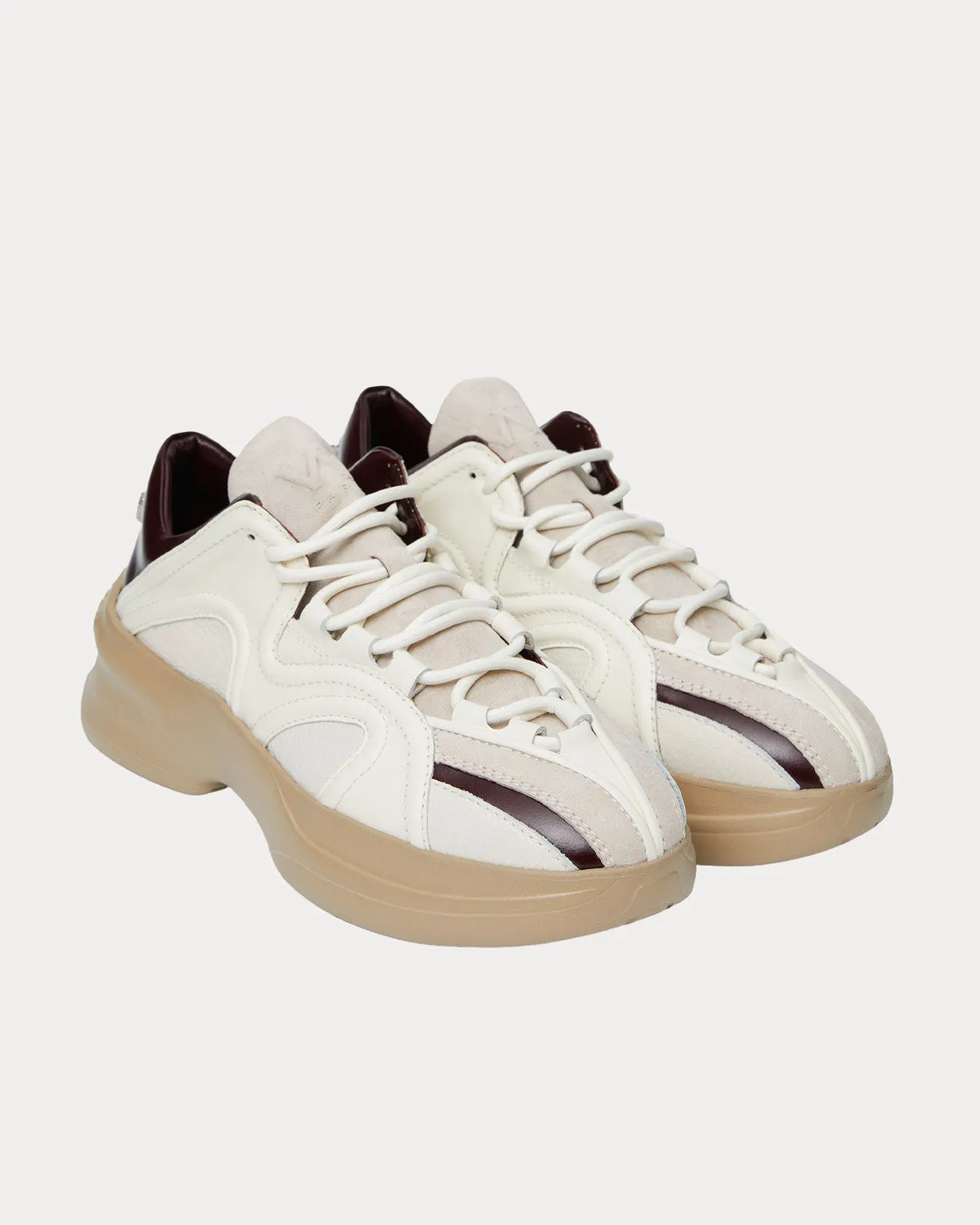 Leather Beige / Brown Low Top Sneakers