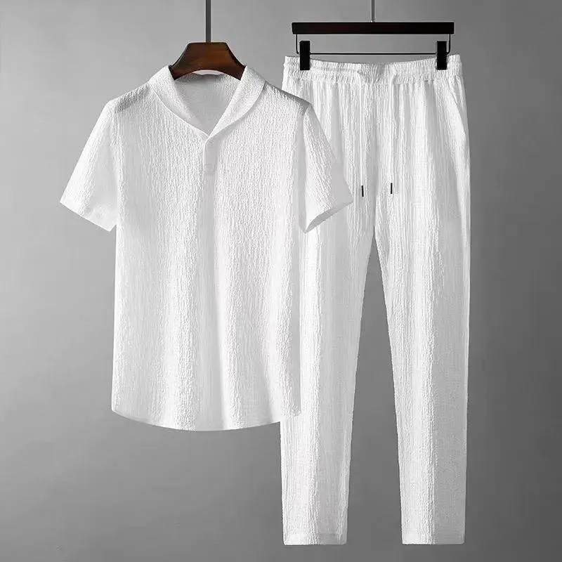 Leisure Suit Summer Loose Short Sleeve Top | Leisure Suit Mens Clothing