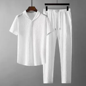 Leisure Suit Summer Loose Short Sleeve Top | Leisure Suit Mens Clothing